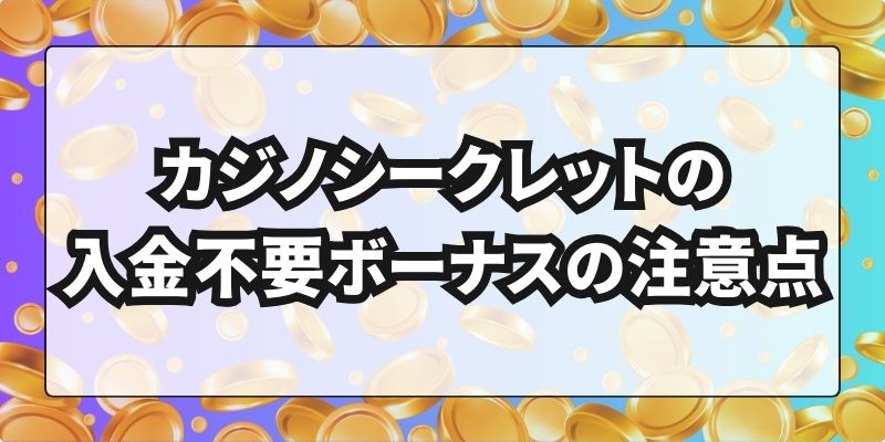 カジノシークレットの入金不要ボーナスの注意点